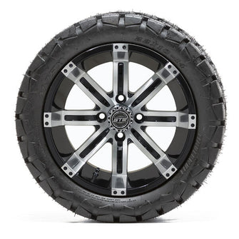 Lakeside Buggies 14” GTW Tempest Black and Machined Wheels with 22” Timberwolf Mud Tires – Set of 4- A19-398 GTW Tire & Wheel Combos