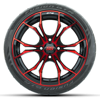 Set of (4) 15″ GTW Spyder Red/Black Wheels with 215/40-R15 Fusion GTR Street Tires Lakeside Buggies Parts and Accessories