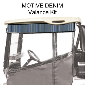 Lakeside Buggies Red Dot Chameleon Valance With Motive Denim Sunbrella Fabric For Yamaha Drive2 (Years 2017-Up)- 64036 RedDot Valances