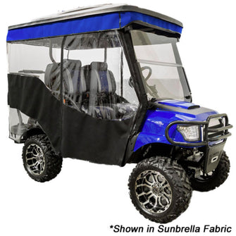 Lakeside Buggies RedDot&re 3-Sided Sunbrella Stock Enclosure & Stripe Valance for Yamaha G29/Drive Triple Track 84” Top (Years 2007-2016)- 49601 RedDot Enclosures