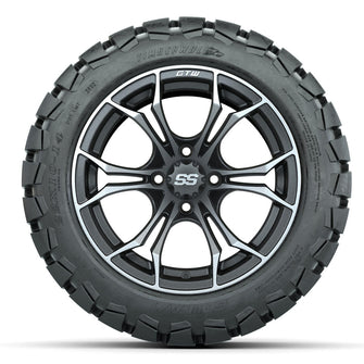 Set of (4) 14 in GTW Spyder Wheels with 22x10-14 GTW Timberwolf All-Terrain Tires Lakeside Buggies Parts and Accessories