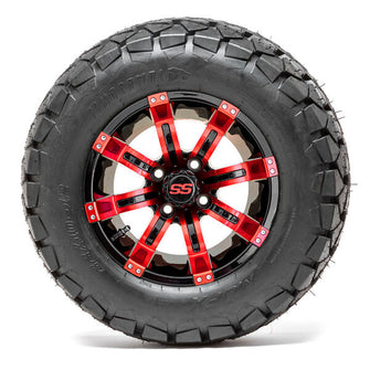 Lakeside Buggies 12” GTW Tempest Black and Red Wheels with 22in Timberwolf Mud Tires – Set of 4- A19-361 GTW Tire & Wheel Combos