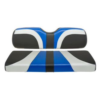 Lakeside Buggies RedDot® Blade Front Seat Covers for EZGO TXT/T48/RXV – Alpha Blue / Silver / Black Carbon Fiber- 10-287 GTW Premium seat cushions and covers