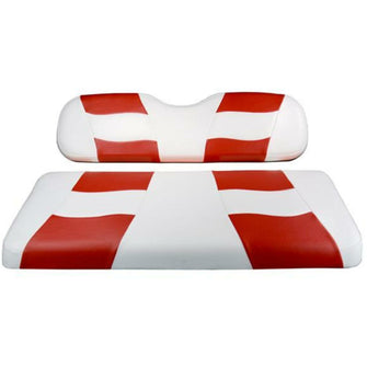 Lakeside Buggies MadJax® Riptide White/Red Two-Tone Club Car DS Front Seat Covers (Fits 2000-Up)- 10-140 MadJax Premium seat cushions and covers