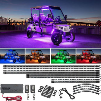 Lakeside Buggies 12pc Million Color LED Electric 6-Seater Limo Golf Cart Underglow Accent Lighting Kit with Canopy & Wheel Well Lights LakesideLumi Accessories