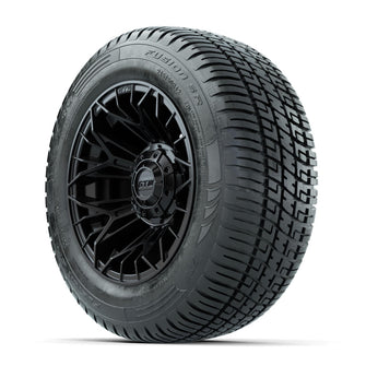 Set of (4) 12 in GTW® Stellar Black Wheels with 215/50-R12 Fusion S/R Street Tires Lakeside Buggies Parts and Accessories