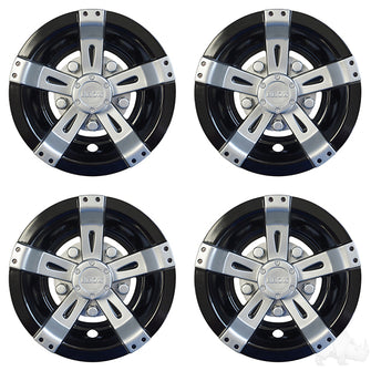 Lakeside Buggies RHOX Wheel Cover, SET OF 4, 8" Vegas Silver Metallic w/ Black- CAP-0053-4 Rhox Wheel Accessories