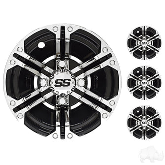 Lakeside Buggies Wheel Cover, SET OF 4, 10" Daytona Chrome with Black- CAP-0063 Lakeside Buggies Wheel Accessories