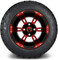 Lakeside Buggies MODZ 12" Ambush Red and Black Wheels & Street Tires Combo- G1-5200-MBR STREET OPTION Modz Tire & Wheel Combos