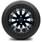 Lakeside Buggies MODZ 12" Mauler Glossy Black and Blue with Ball Mill Wheels & Street Tires Combo- G1-5212-BBB STREET OPTION Modz Tire & Wheel Combos