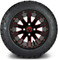 Lakeside Buggies MODZ 12" Mauler Glossy Black and Red with Ball Mill Wheels & Street Tires Combo- G1-5212-BBR STREET OPTION Modz Tire & Wheel Combos