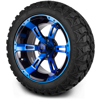 Lakeside Buggies MODZ® 14" Mauler Glossy Black and Blue with Ball Mill Wheels & Off-Road Tires Combo- BLUE Modz Tire & Wheel Combos