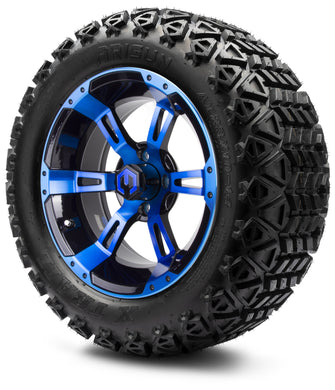 Lakeside Buggies MODZ® 14" Mauler Glossy Black and Blue with Ball Mill Wheels & Off-Road Tires Combo- BLUE Modz Tire & Wheel Combos