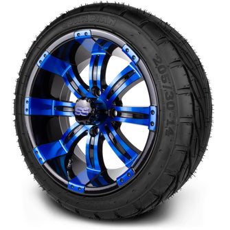 Lakeside Buggies MODZ® 14" Mauler Glossy Black and Blue with Ball Mill Wheels & Off-Road Tires Combo- BLUE Modz Tire & Wheel Combos