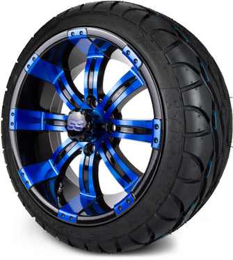 Lakeside Buggies MODZ® 14" Mauler Glossy Black and Blue with Ball Mill Wheels & Off-Road Tires Combo- BLUE Modz Tire & Wheel Combos