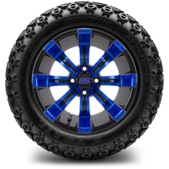 Lakeside Buggies MODZ® 14" Mauler Glossy Black and Blue with Ball Mill Wheels & Off-Road Tires Combo- BLUE Modz Tire & Wheel Combos