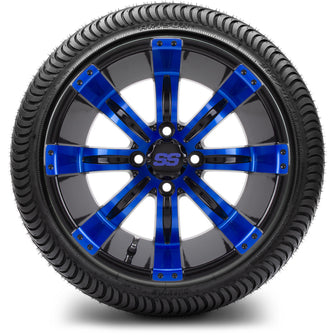 Lakeside Buggies MODZ® 14" Mauler Glossy Black and Blue with Ball Mill Wheels & Off-Road Tires Combo- BLUE Modz Tire & Wheel Combos