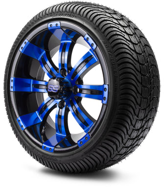 Lakeside Buggies MODZ® 14" Mauler Glossy Black and Blue with Ball Mill Wheels & Off-Road Tires Combo- BLUE Modz Tire & Wheel Combos