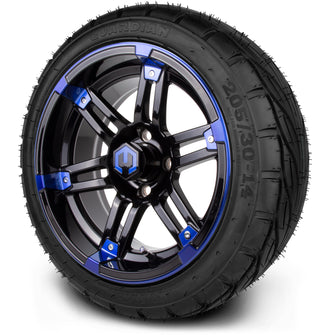 Lakeside Buggies MODZ® 14" Mauler Glossy Black and Blue with Ball Mill Wheels & Off-Road Tires Combo- BLUE Modz Tire & Wheel Combos