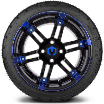 Lakeside Buggies MODZ® 14" Mauler Glossy Black and Blue with Ball Mill Wheels & Off-Road Tires Combo- BLUE Modz Tire & Wheel Combos