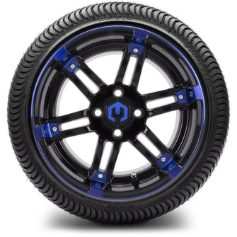 Lakeside Buggies MODZ® 14" Mauler Glossy Black and Blue with Ball Mill Wheels & Off-Road Tires Combo- BLUE Modz Tire & Wheel Combos