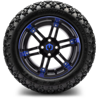 Lakeside Buggies MODZ® 14" Mauler Glossy Black and Blue with Ball Mill Wheels & Off-Road Tires Combo- BLUE Modz Tire & Wheel Combos