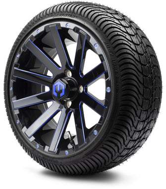 Lakeside Buggies MODZ® 14" Mauler Glossy Black and Blue with Ball Mill Wheels & Off-Road Tires Combo- BLUE Modz Tire & Wheel Combos