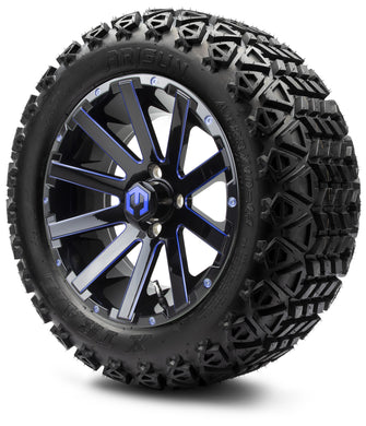 Lakeside Buggies MODZ® 14" Mauler Glossy Black and Blue with Ball Mill Wheels & Off-Road Tires Combo- BLUE Modz Tire & Wheel Combos