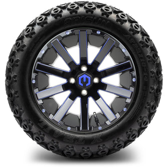 Lakeside Buggies MODZ® 14" Mauler Glossy Black and Blue with Ball Mill Wheels & Off-Road Tires Combo- BLUE Modz Tire & Wheel Combos