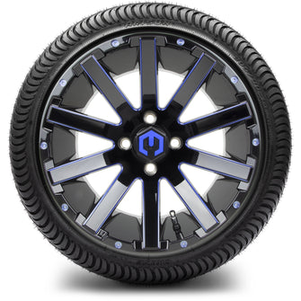 Lakeside Buggies MODZ® 14" Mauler Glossy Black and Blue with Ball Mill Wheels & Off-Road Tires Combo- BLUE Modz Tire & Wheel Combos