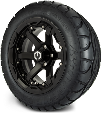 Lakeside Buggies MODZ® 14" Gladiator Matte Black Wheels with Spikes and Street Tires Combo- MATTE BLACK Modz Tire & Wheel Combos