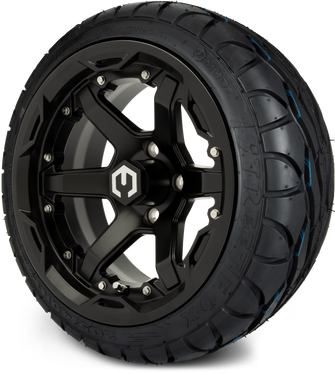 Lakeside Buggies MODZ® 14" Gladiator Matte Black Wheels with Spikes and Street Tires Combo- MATTE BLACK Modz Tire & Wheel Combos