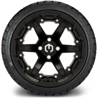 Lakeside Buggies MODZ® 14" Gladiator Matte Black Wheels with Spikes and Street Tires Combo- MATTE BLACK Modz Tire & Wheel Combos