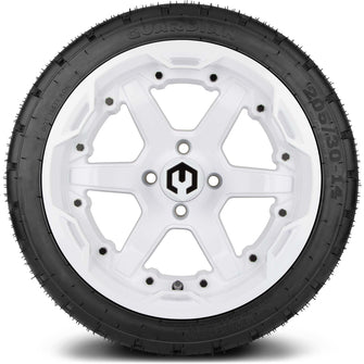 Lakeside Buggies MODZ® 14" Gladiator Glossy White Wheels with Spikes and Street Tires Combo- WHITE Modz Tire & Wheel Combos