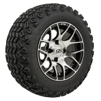 GTW Pursuit Machined/Black 12 Inch Wheels on 22x11-12 Sahara Classic All Terrain Tires - Full Set PN# A19-219 GTW 