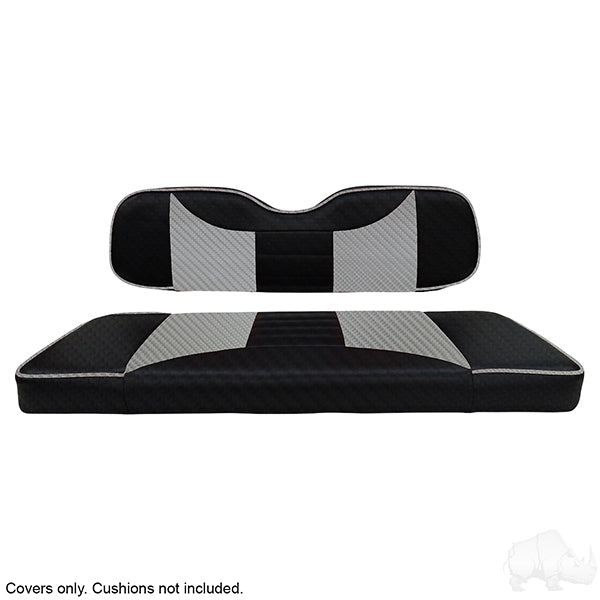 Lakeside Buggies RHOX SS Cover Set, Rally Black Carbon Fiber/Silver Carbon Fiber, E-Z-Go TXT 96+- SEAT-711BSCF-R-CV Rhox NEED TO SORT