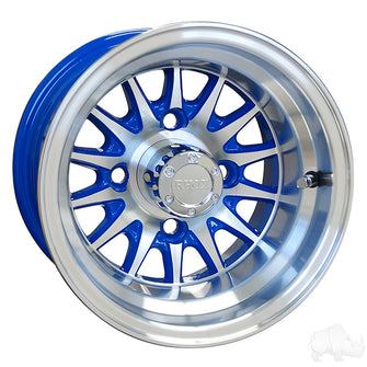 Lakeside Buggies RHOX Phoenix, Machined w/ Blue w/ Center Cap, 10x7 ET-15.5- TIR-474 Rhox Wheels