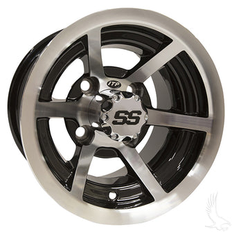 Lakeside Buggies ITP SS6 6 Spoke, Machined w/Black w/ Center Cap, 10x7, 3x4 offset- TIR-498 Rhox Wheels