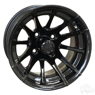 Lakeside Buggies RHOX RX104, 12 Spoke, Black w/ Center Cap, 12x7 ET-25- TIR-RX104 Rhox Wheels