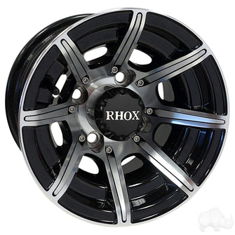 Lakeside Buggies RHOX RX150, 8 Spoke Machined w/Gloss Black w/ Center Cap, 10x7 ET-25- TIR-RX150 Rhox Wheels