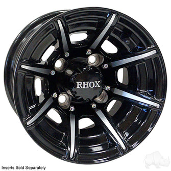 Lakeside Buggies RHOX RX151, 8 Spoke Gloss Black w/ Center Cap, 10x7 ET-25- TIR-RX151 Rhox Wheels