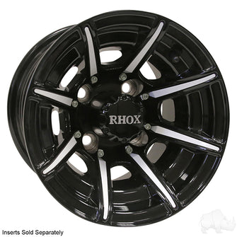 Lakeside Buggies RHOX RX151, 8 Spoke Gloss Black w/ Center Cap, 10x7 ET-25- TIR-RX151 Rhox Wheels