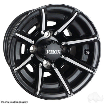 Lakeside Buggies RHOX RX152, 8 Spoke Matte Black w/ Center Cap, 10x7 ET-25- TIR-RX152 Rhox Wheels