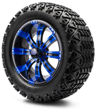 Lakeside Buggies MODZ® 14" Mauler Glossy Black and Blue with Ball Mill Wheels & Off-Road Tires Combo- BLUE Modz Tire & Wheel Combos