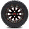 Lakeside Buggies MODZ 12" Mauler Glossy Black and Red with Ball Mill Wheels & Street Tires Combo- G1-5212-BBR STREET OPTION Modz Tire & Wheel Combos