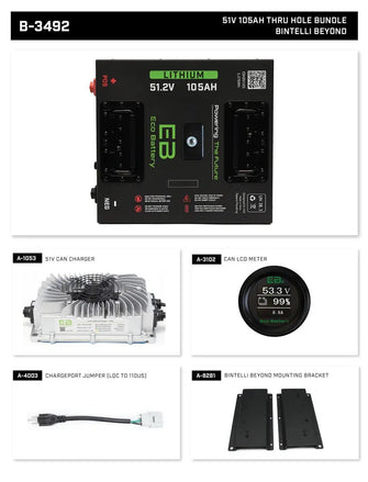 Eco Lithium Battery Complete Bundle for Bintelli Cart 51V 105Ah - Thru Hole Eco Battery Parts and Accessories