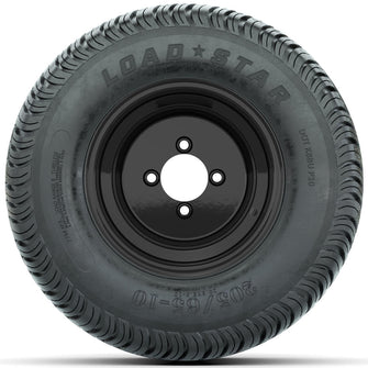 Set of (4) 10 in Black Steel Offset Wheels with 205/65-10 Kenda Load Star Tires Lakeside Buggies Parts and Accessories