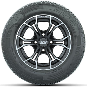 Set of (4) 12 in GTW Spyder Wheels with 215/50-R12 Fusion S/R Street Tires Lakeside Buggies Parts and Accessories