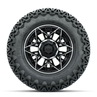 Set of (4) 12 in GTW® Stellar Machined & Black Wheels with 23x10.5-12 Predator All-Terrain Tires Lakeside Buggies Parts and Accessories