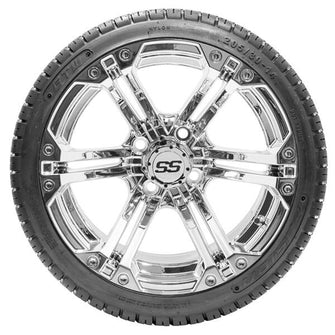 Lakeside Buggies 14” GTW Specter Chrome Wheels with 18” Fusion DOT Street Tires – Set of 4- A19-396 GTW Tire & Wheel Combos